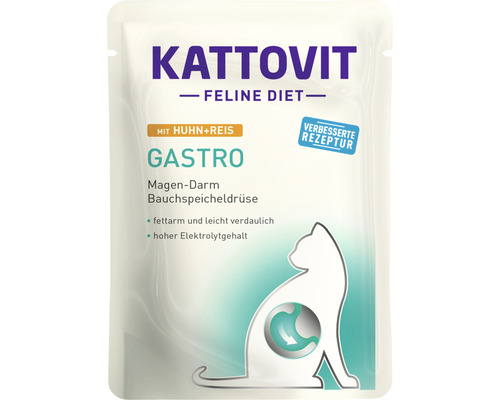 Pâtées pour chat KATTOVIT Gastro au poulet et riz 85 g