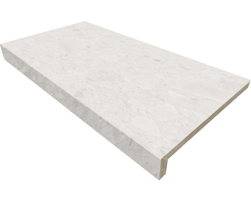 Poolumrandung Beckenrandstein Donau Beige L-Form 30 cm x 60 cm Treppenstufe aus Keramik