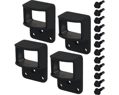 Set de support de clôture ALBERTS quatre supports pour clôture Chaussee, Circle mat noir