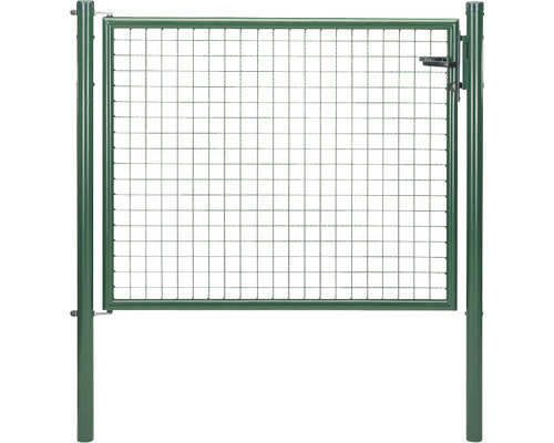 Portillon simple en grillage ondulé ALBERTS 150 x 125 cm y compris poteaux 6 x 6 cm phosphaté zinc vert