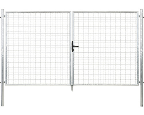 Portillon double en grillage ondulé ALBERTS 302,8 x 175 cm y compris poteaux 6 x 6 cm galvanisé à chaud Portillon double en grillage ondulé ALBERTS 302,8 x 175 cm y compris poteaux 6 x 6 cm galvanisé à chaud
