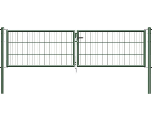 Portillon grillagé double ALBERTS 298,8 x 750 cm y compris poteaux 6 x 6 cm vert