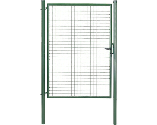 Portillon simple en grillage ondulé ALBERTS 125 x 175 cm y compris poteaux 6 x 6 cm phosphaté zinc vert