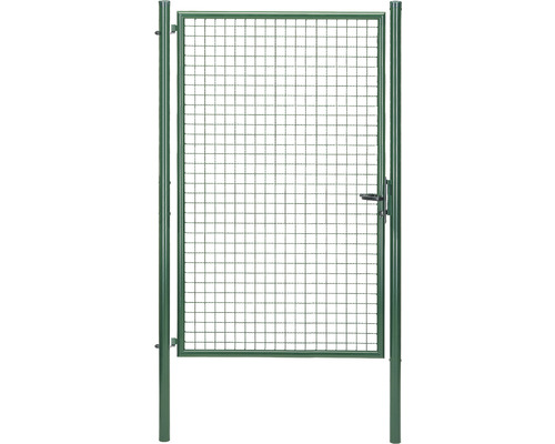 Portillon simple en grillage ondulé ALBERTS 125 x 200 cm y compris poteaux 6 x 6 cm phosphaté zinc vert