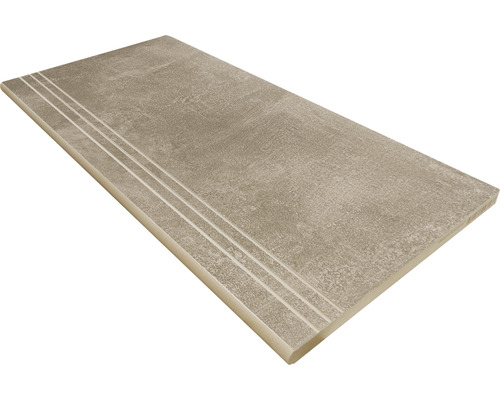 Poolumrandung Beckenrandstein New Concret Taupe 3 Rillen 30 cm x 60 cm Stufenfliese mit drei Rillen