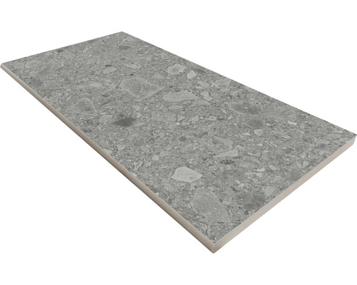 Poolumrandung Beckenrandstein Donau Grau Rundform 30 cm x 60 cm Graue Bodenfliese mit Steinmuster
