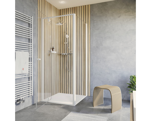 Duschtür mit Seitenwand SCHULTE Trend 2,0 90 x 90 cm Profilfarbe weiß Klarglas