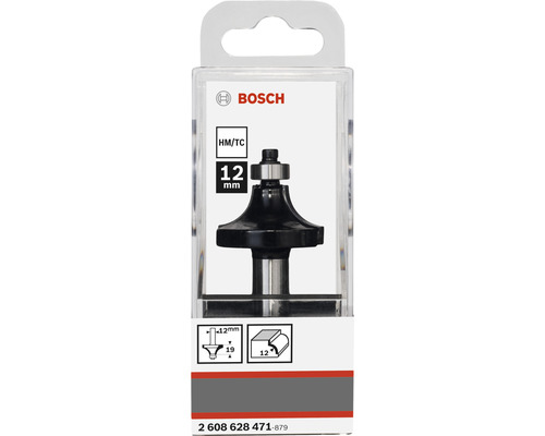 Bosch Abrundfräser mit Kugellager und 12 mm Durchmesser in Verpackung.