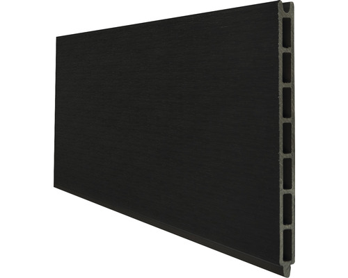 Einzelprofil GroJa Flex Grande 180 x 24 cm schwarz co-extrudiert Dunkle Fassadenverkleidung aus Kunststoff im Querschnitt