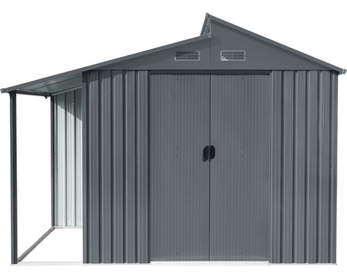 Metall Gerätehaus mit Doppeltür und Vordach