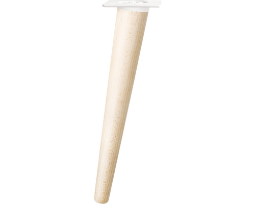 Pied de meuble Tarrox SCANDIA Balance Ø 24-48 x 300 mm bois de hêtre blanc 1 pièce Pied de meuble en bois avec plaque de montage