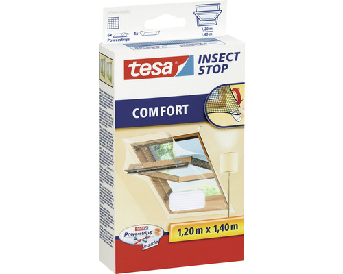 Moustiquaire pour fenêtre de toit tesa Insect Stop Comfort sans perçage blanc 120x140 cm