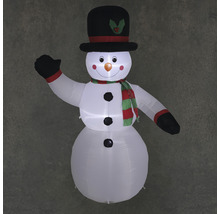 Bonhomme de neige gonflable avec chapeau et écharpe comme décoration