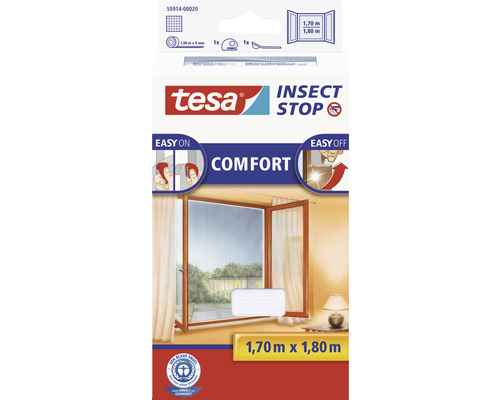 Fliegengitter für Fenster tesa Insect Stop Comfort ohne Bohren weiss 170x180 cm
