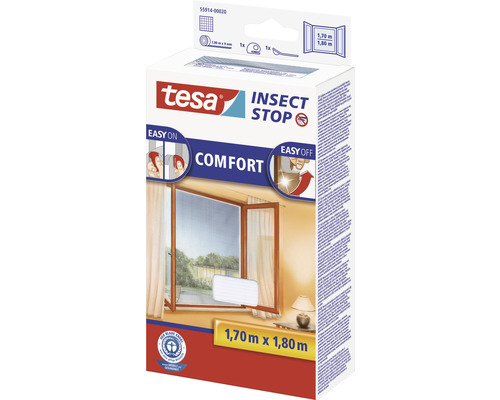 Tesa Insect Stop Comfort Moustiquaire pour fenêtre, 1,70 mètre sur 1,80 mètre