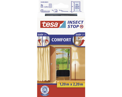 Moustiquaire pour portes tesa Insect Stop Comfort sans perçage anthracite 60x220 cm lot de 2-0