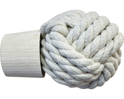 Embout boule corde pour Boheme Nature Line frêne nature blanchi Ø 28 mm 1 pce Embouts de tringle à rideaux décoratifs en corde et en bois