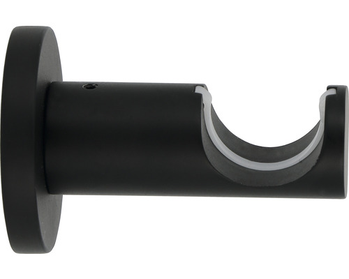 Support mural 1 voie pour Premium Black Line noir Ø 20/28 mm 6 cm de longueur 1 pce Support de tringle à rideaux en métal