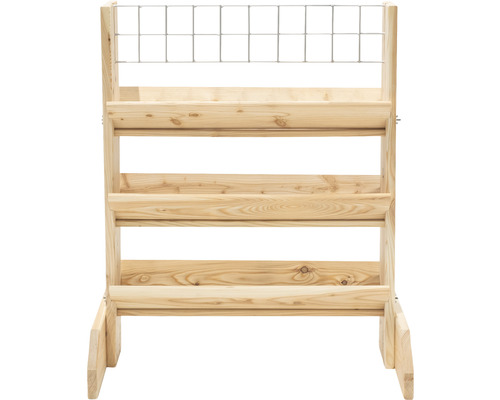 Hochbeet aus Holz mit drei Ebenen und Rankgitter