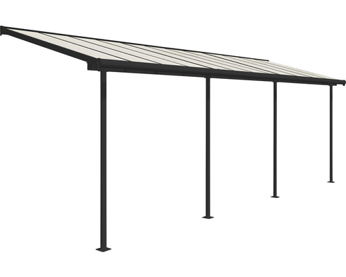 Abri de voiture indépendant avec quatre poteaux et toit transparent