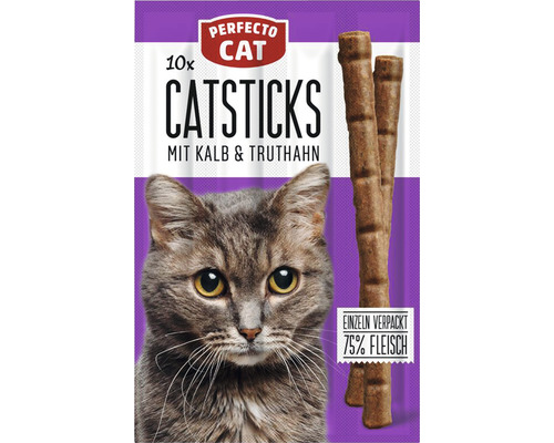 Friandises pour chat PERFECTO CAT veau et dinde 10 pièces