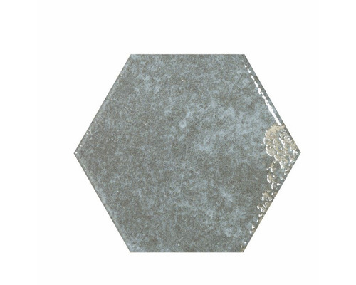 Steingut Hexagonfliese Alma 13 x 15 cm grau glänzend