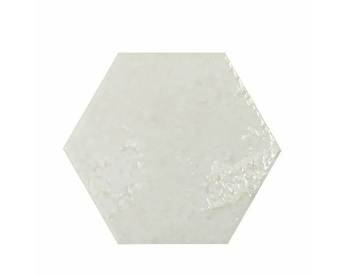 Dalle hexagonale en grès Alma 13 x 15 cm blanc brillant