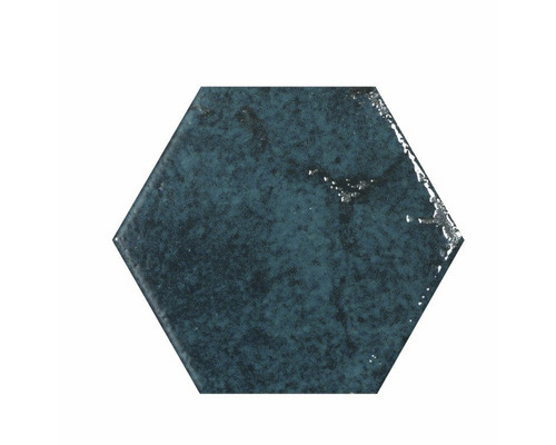 Dalle hexagonale en grès Alma 13 x 15 cm bleu brillant