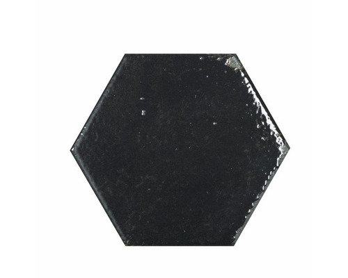 Dalle hexagonale en grès Alma 13 x 15 cm noir brillant