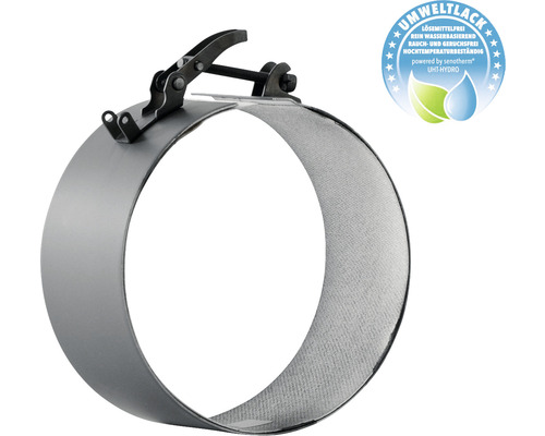 BRIDE avec fermeture rapide ZYL Ø 150 mm tôle d’acier Senotherm UHT-HYDRO noir Collier de tuyau de poêle avec label de peinture écologique