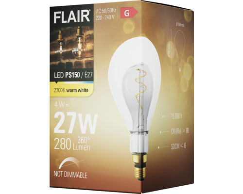 Verpackung einer Flair LED Lampe PS150 E27