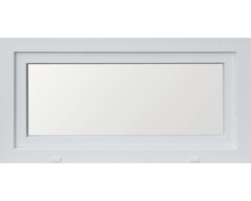 Fenêtre de cave oscillo-battante en plastique RAL 9016 blanc signalisation 600x500 mm tirant droit (triple vitrage)