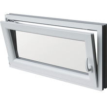 Fenêtre de cave oscillo-battante en plastique RAL 9016 blanc signalisation 600x400 mm tirant droit (triple vitrage)-thumb-2