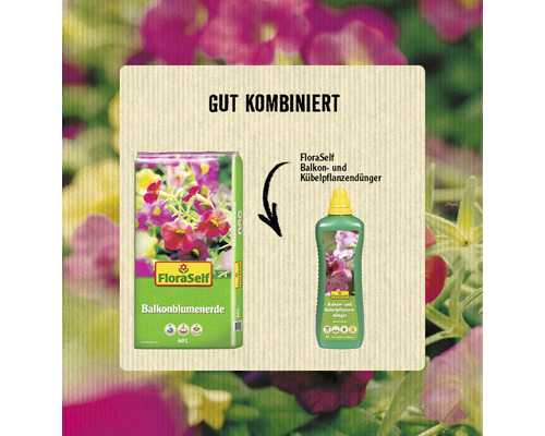 Terreau pour balcon FloraSelf et engrais pour plantes en bac et de balcon