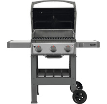 Barbecue à gaz Weber Spirit II avec trois brûleurs et couvercle ouvert