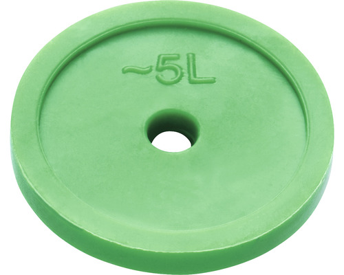 Disque d''arrosage vert d''un volume d''environ 5 litres.