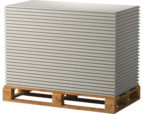 Stapel Gipskartonplatten auf einer Palette