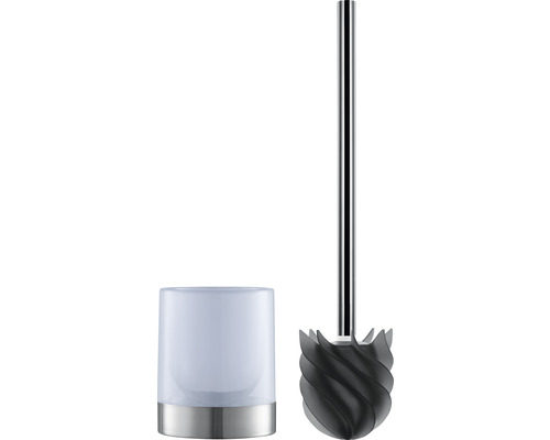 Ensemble brosse WC Loomaid acier inoxydable/anthracite avec tête en silicone Brosse de toilette avec récipient