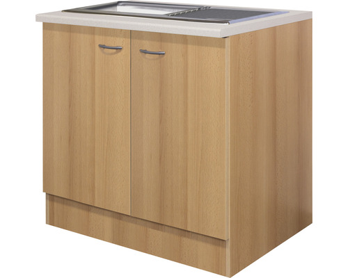 Flex Well Spülenschrank inkl Spüle Nano BxTxH 100x60x85 cm buche matt zerlegt