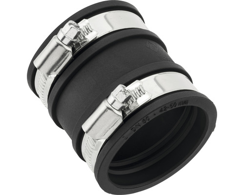 Raccord de tuyau d''eaux usées en caoutchouc avec collier de serrage