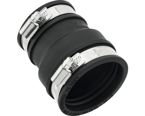 Raccord de tuyau flexible noir avec deux colliers de serrage