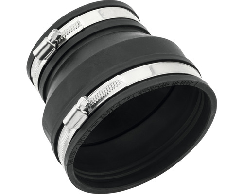 Schwarzer Gummischlauchverbinder mit Schlauchschellen