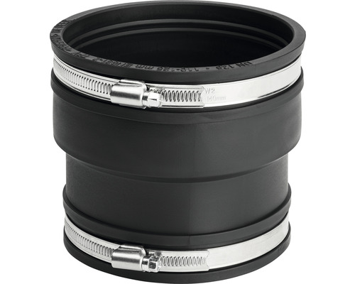 Manchon de tuyau noir avec deux colliers de serrage pour raccorder des tuyaux