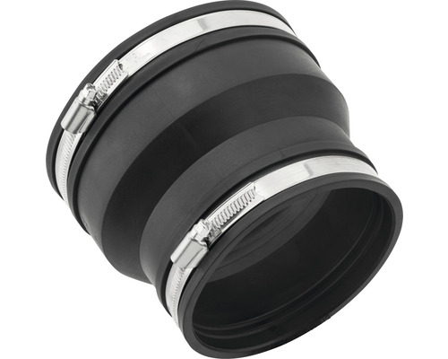 Raccord en caoutchouc noir avec deux colliers de serrage