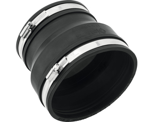 Raccord en caoutchouc noir avec deux colliers de serrage