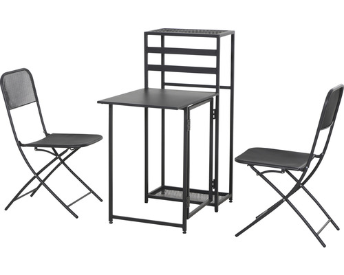 Ensemble de meubles de balcon Siena Garden 2 places composé de: table, 2 chaises pliantes aluminium anthracite