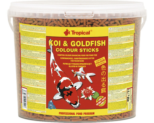 Nourriture pour bassin de jardin Tropical Koi & Goldfish Colour Sticks 5 l