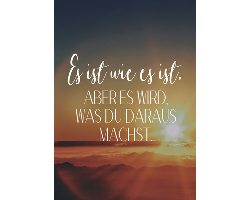 Postkarte Es ist wie es ist, aber es wird, was du daraus machst. 10,5x14,8 cm Motivierender Spruch vor Sonnenaufgang