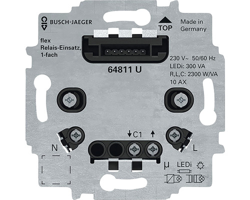 Busch-Jaeger 64811 U Bewegungsmeldereinsatz mit 3-Leiter Anschlusstechnik Relais-Einsatz flex 1- fach