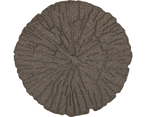 Plaque de marche, dalle de sol, terrasse Cracked Log Ø 45 cm marron Pas japonais rond en pierre avec motif de rondelles d''arbre